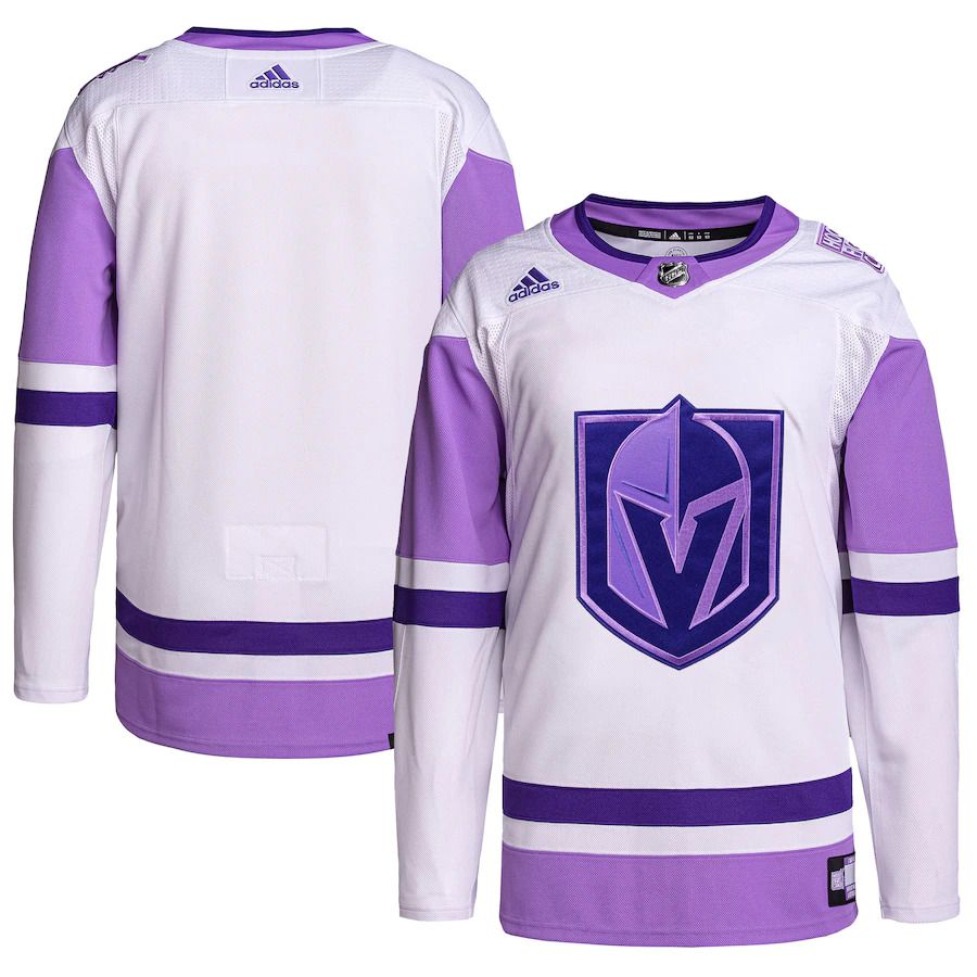 Men Vegas Golden Knights adidas White Purple Hockey Fights Cancer Primegreen Authentic Blank Practice NHL Jersey->st.louis blues->NHL Jersey